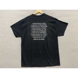 Mens Black Christian TShirt. "Jesus Is King". XL